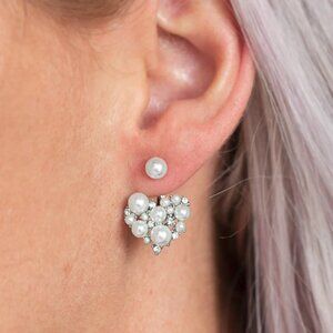 Paparazzi Jewelry Accessories - Star-Studded Success - White Earrings - Vintage